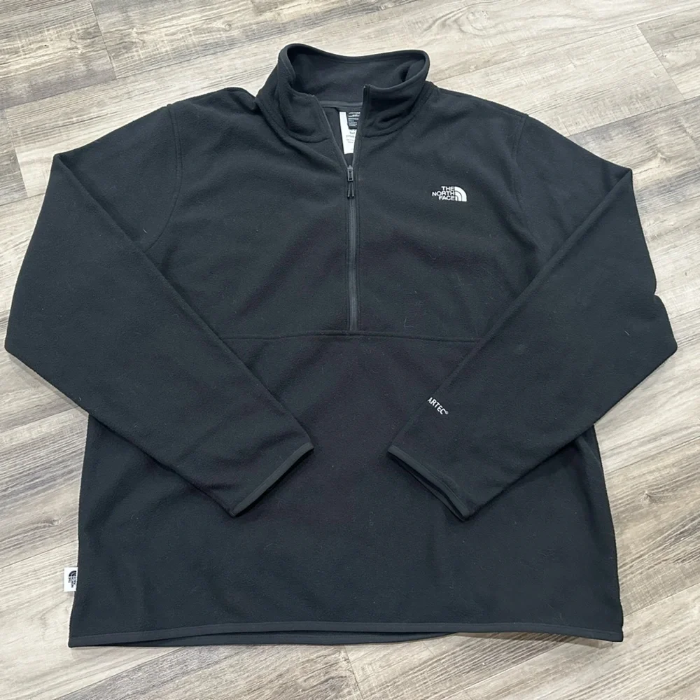 North Face Black Polartec Fleece Quarter Zip Pullover, XL